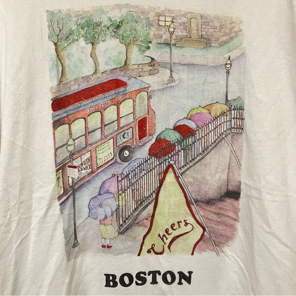 Vintage Boston Cheers Trolley Hanes Beefy Tee - Picture 2 of 5